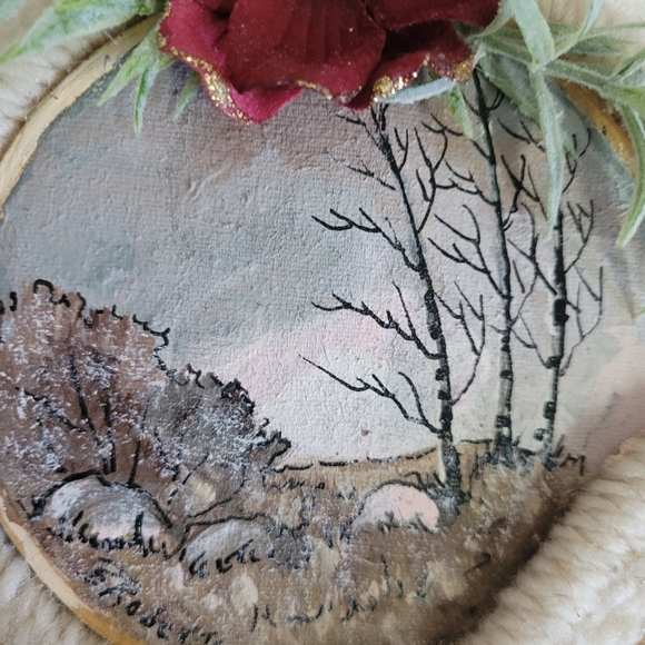 Christmas Ornament Hand Painted Macrame Upcycled - Picture 3 of 5